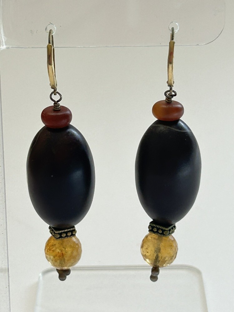 Chunky Tiger Eye Agate Dangling Earrings