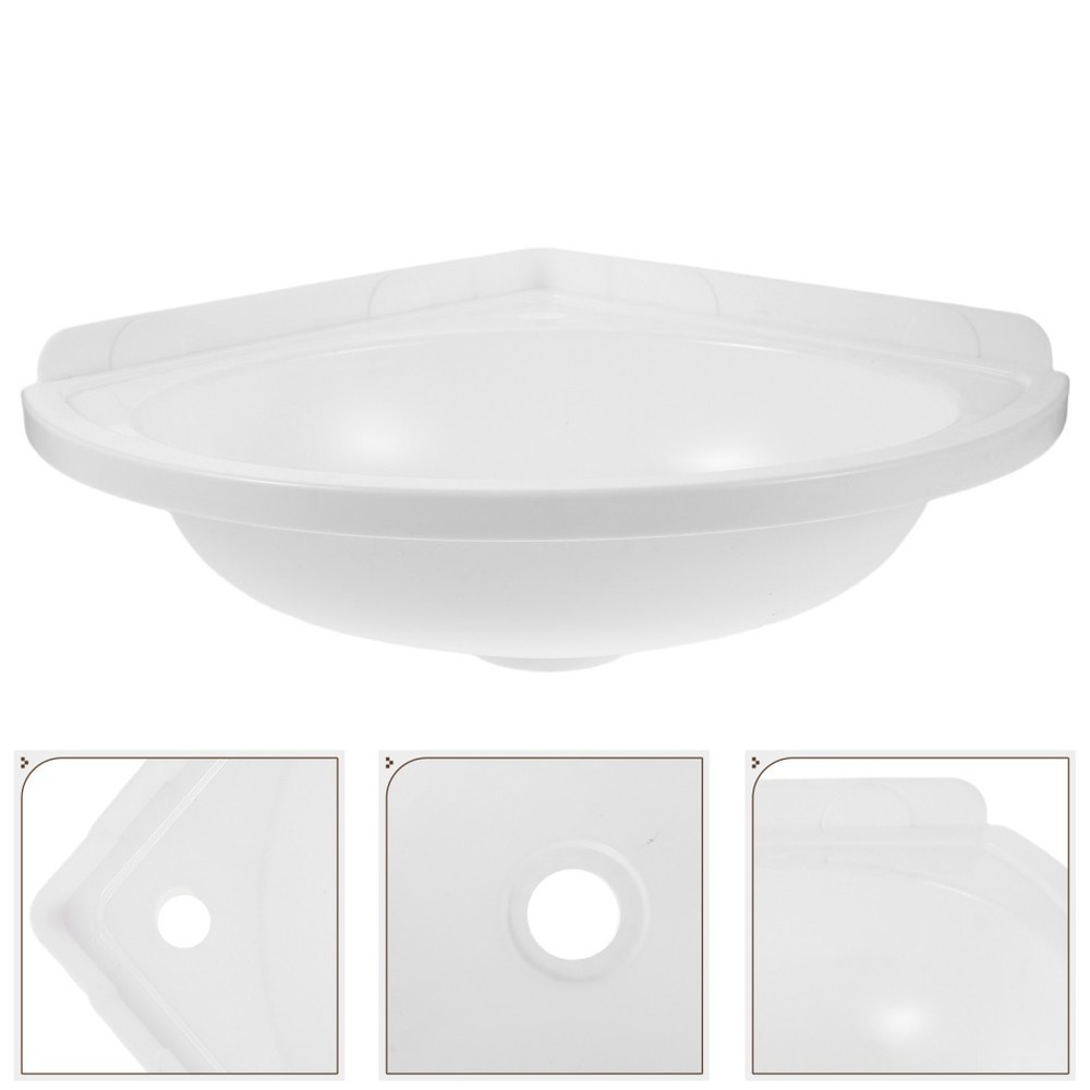 Corner Wall Mounted Bathroom Sink White Plastic Triangular Vessel Basin