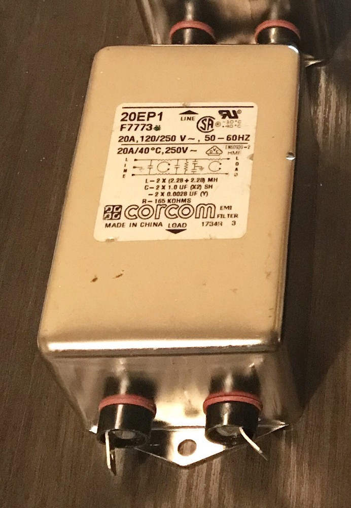 CORCOM 20EP1 RF1 POWER LINE FILTER 20A, 120/250VAC