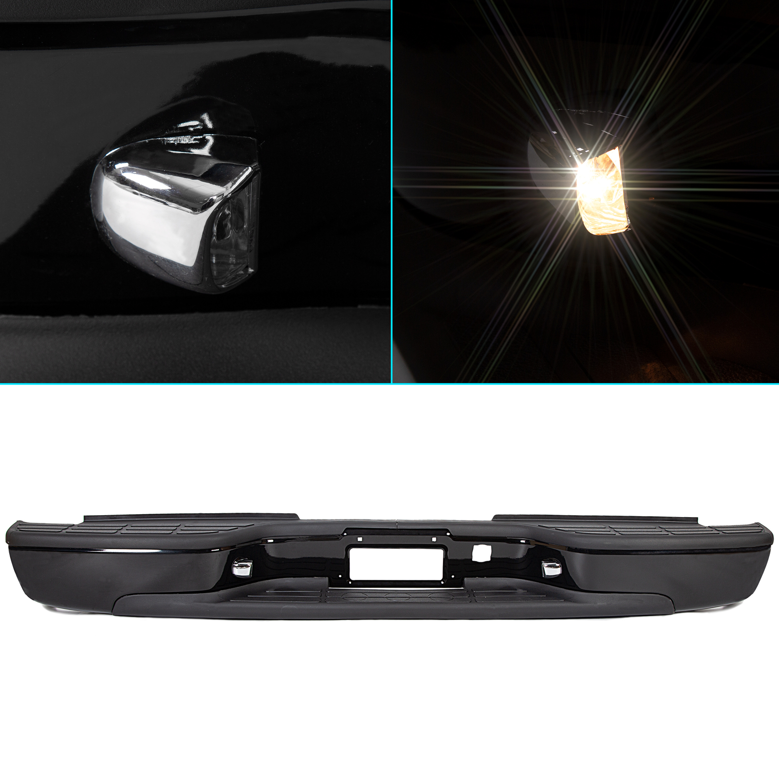 Black Rear Step Bumper Face Bar For Chevy Silverado GMC Sierra 1500 2500 99-07