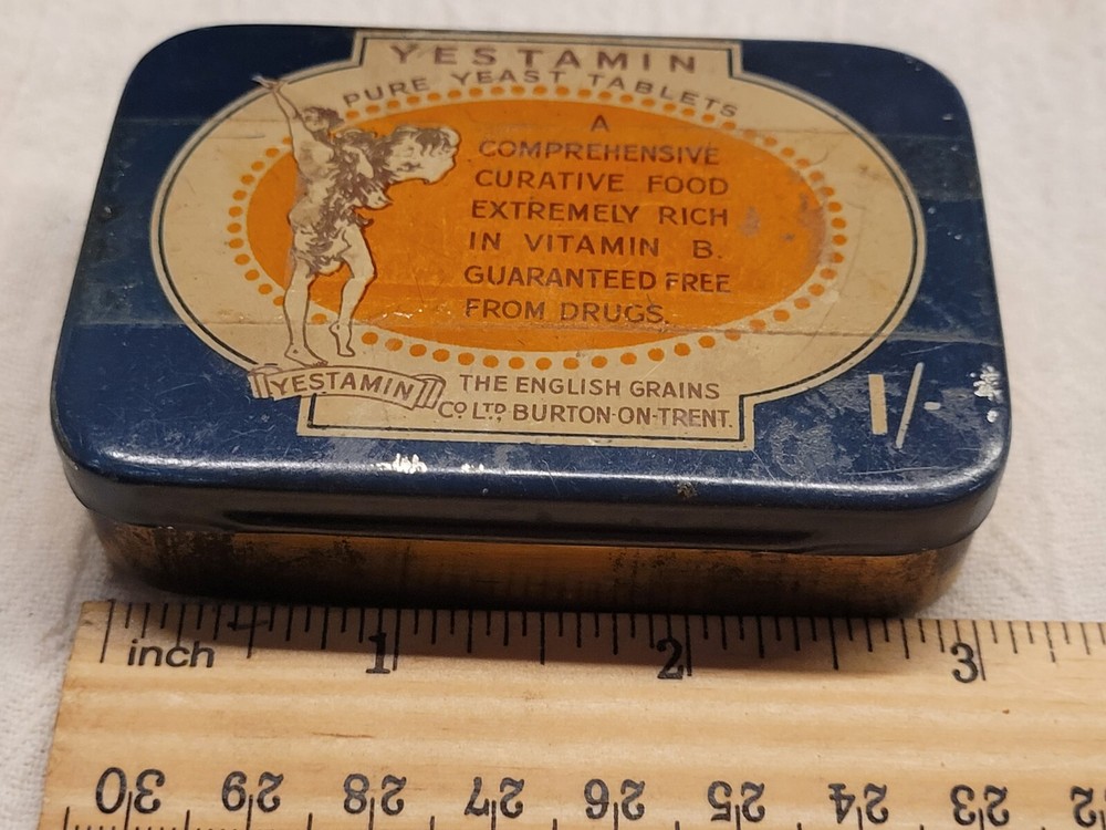 Yestamin Pure Yeast Tablets Empty Tin Nice Graphics