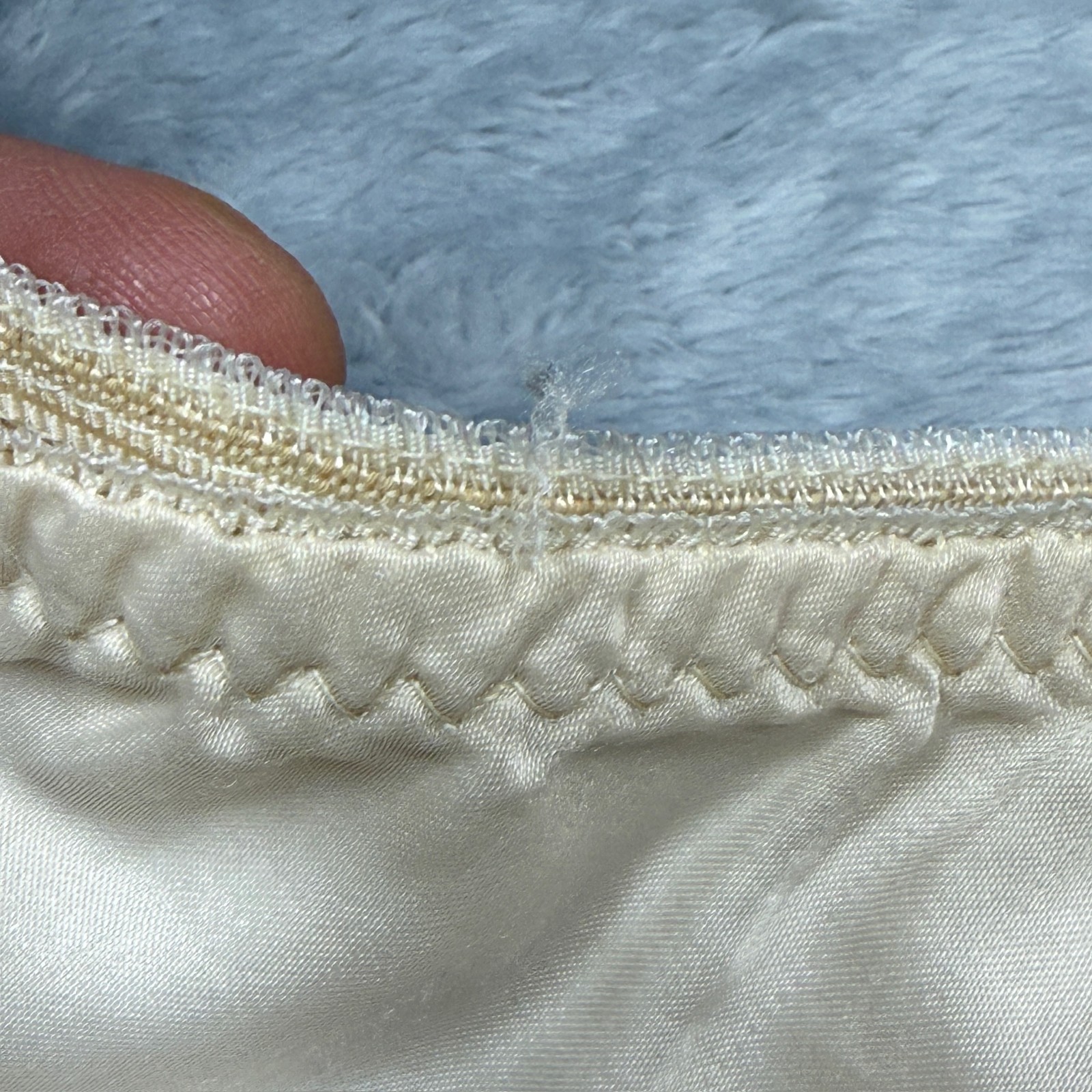 Vintage Christian Dior Slip Top & Skirt Women L Cream Satin Lace Hem READ