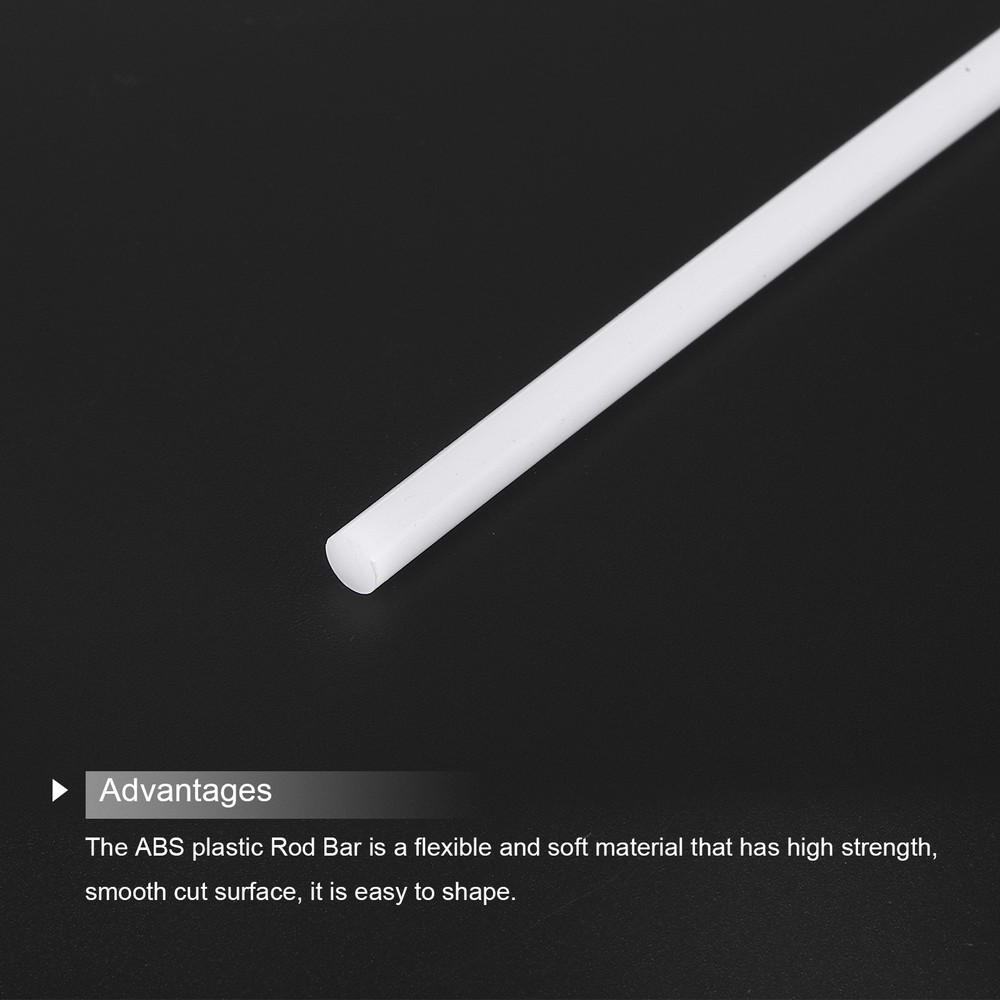4Pcs ABS Plastic Rods, Diameter 6mm Length 300mm White Stick Solid Bar