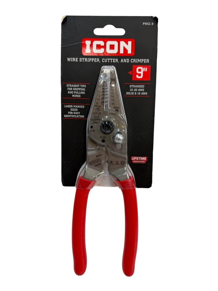 Icon PWCC-9 9" Wire Stripper, Cutter, And Crimper