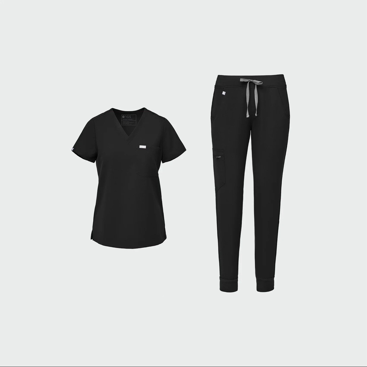 FIGS Catarina One-Pocket Scrub Top & Zamora Joggers Black Size M. $94 MSRP
