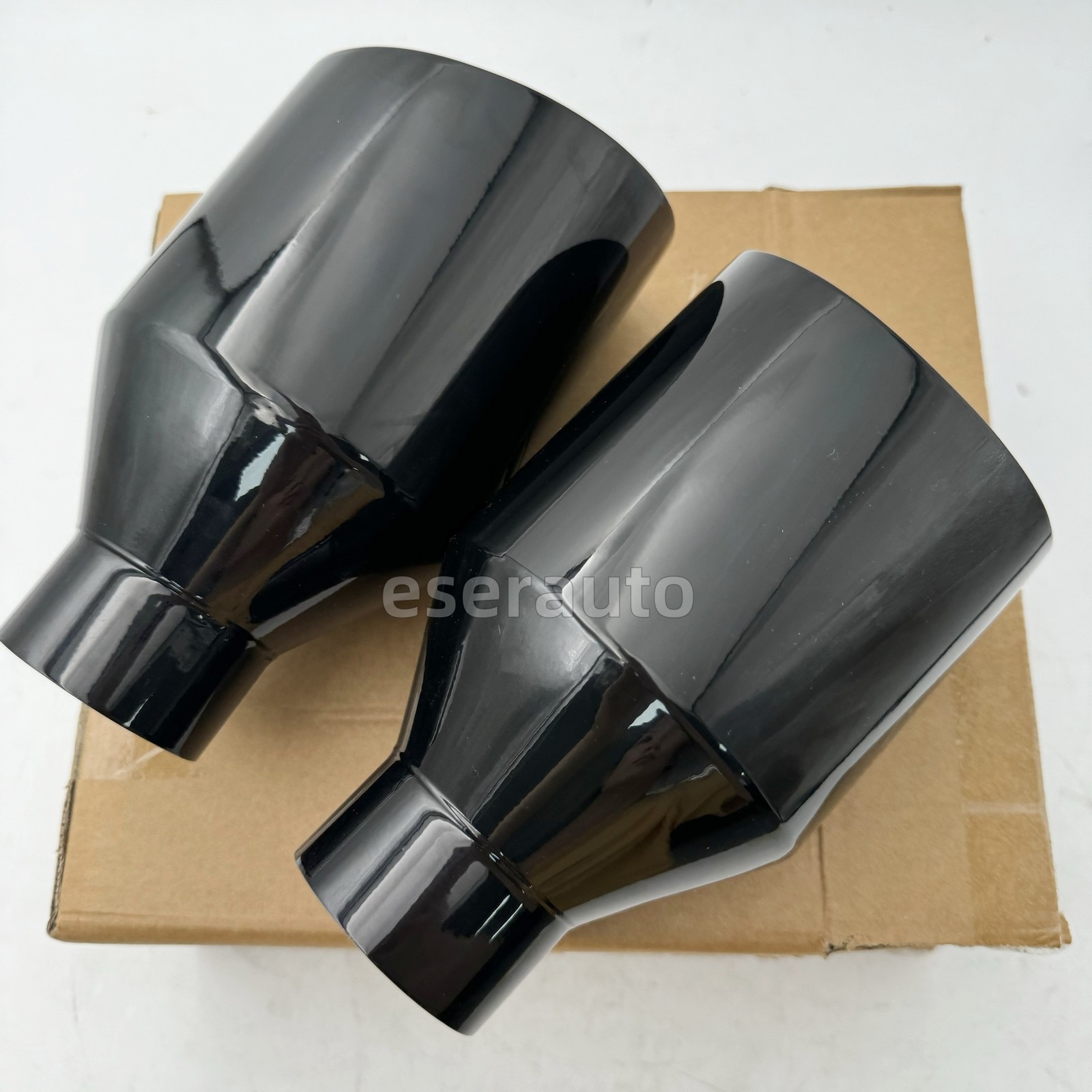 Pair Dodge RT SRT RAM 5″ Big Black Exhaust Tip 2.5″ Inlet Angle Cut Double Wall