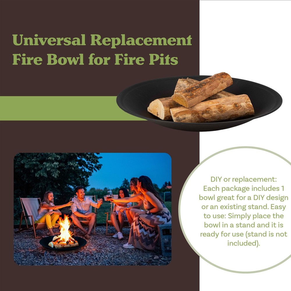 Fire Bowl - 24in Firepit Insert for DIY Fire Ring or Replacement - High Temp ...