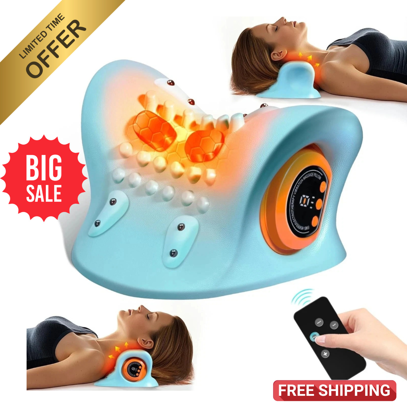 Hugterra Neck Massager 2025, Neck and Shoulder Relaxer with Heat, 3 Modes, Porta