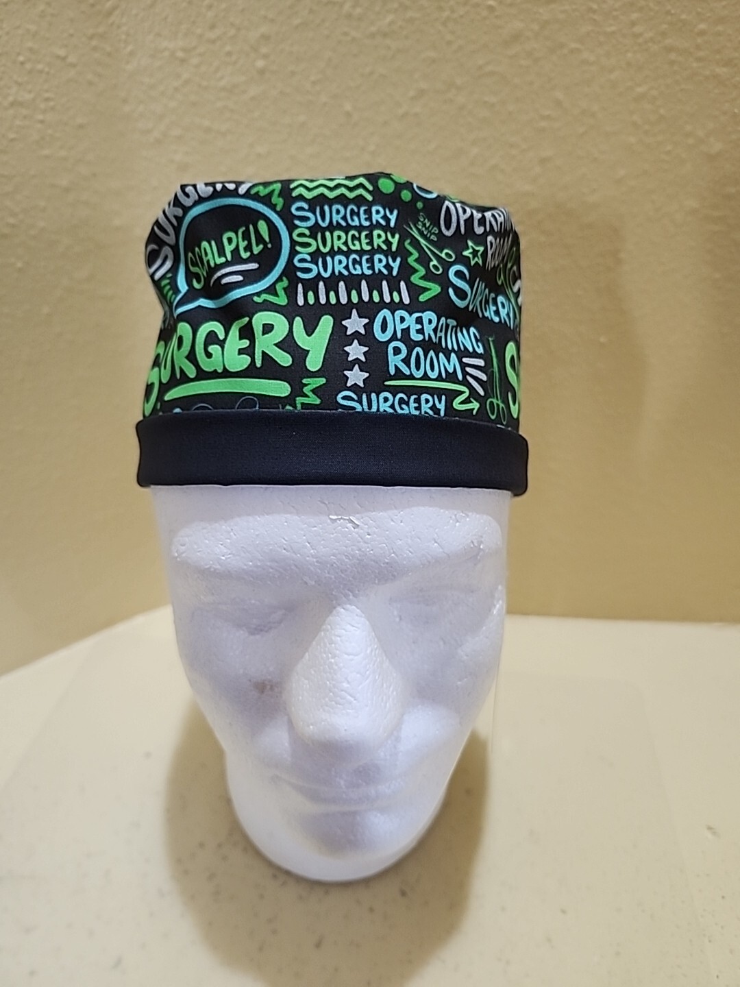 Surgery OR Scribble Men's Skull/Chemo Surgical Scrub Hat/Cap Handmade