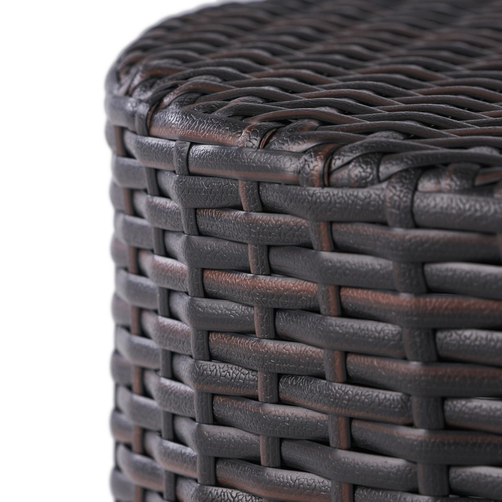 Outdoor Wicker Barrel Side Table, Multibrown