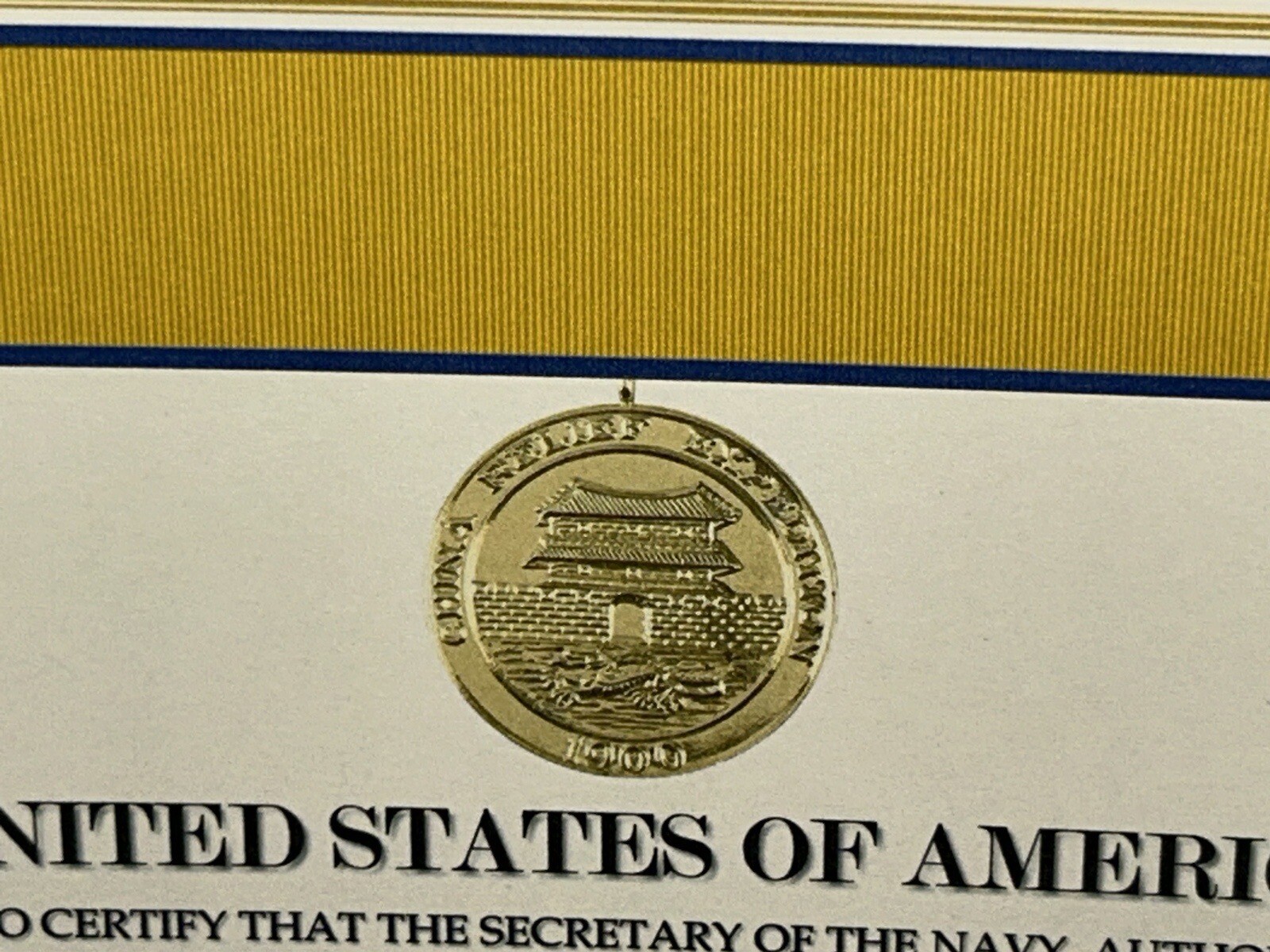 CHINA RELIEF EXPEDITION COMMEMORATIVE MEDAL CERTIFICATE ~ W/PRINTING TYPE-1