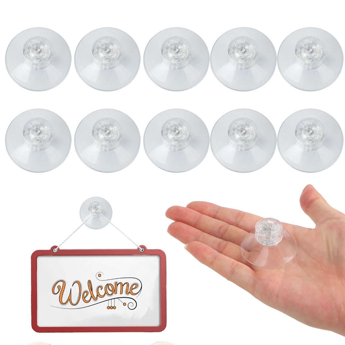 10PCS Strong Suction Cups with M4 Screw Rod Knurled Hook Clear Kitchen Glass USA