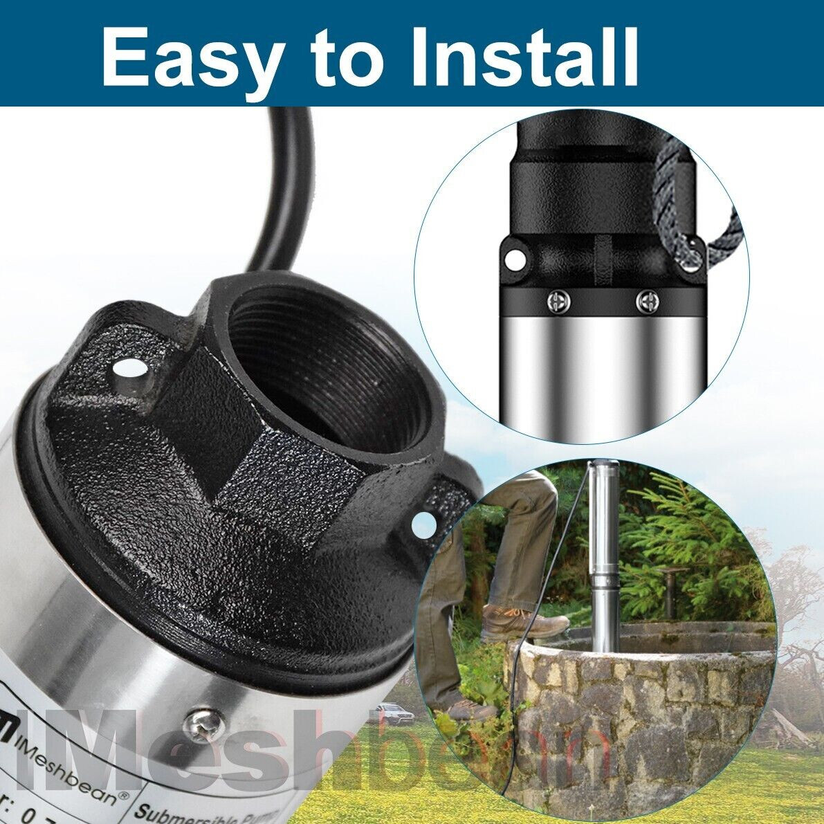 4" Deep Well Submersible Pump 1HP 110V 35GPM 207ft Max 100ft Cord w/Control box