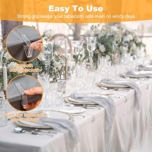 240 Pcs Clear Plastic Tablecloth Clips, Windproof Table Cover Clips Table