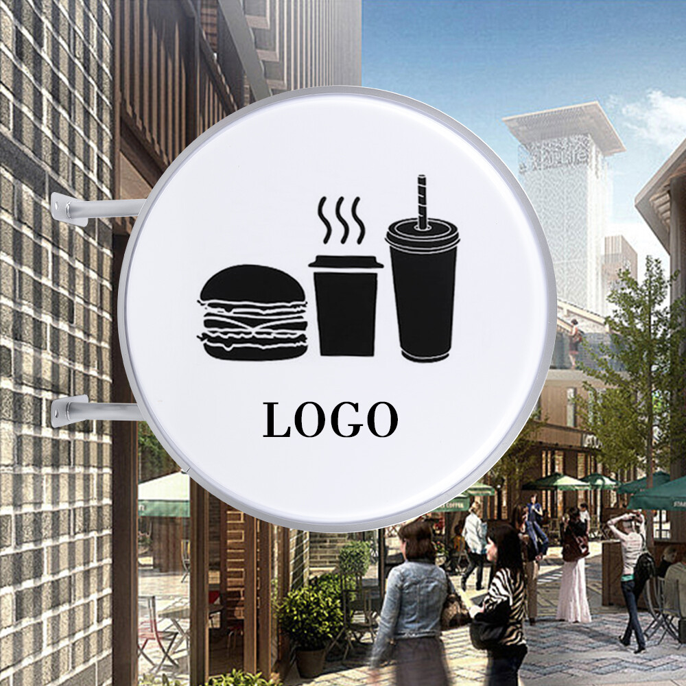 24" Double Sided Round LED Light Box Billboard Illuminated Lightbox Waterproof