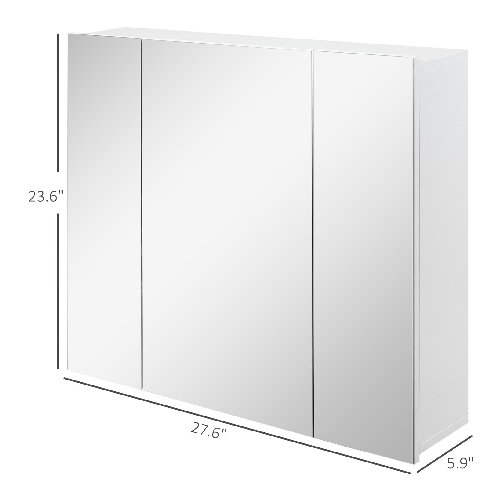 Wall-Mounted Mirror Medicine Cabinet for Bathroom 3-Door and Adjustable Shelves