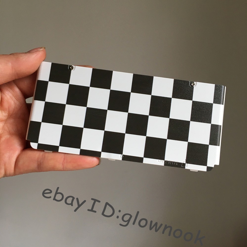 New 3DS Replacement Housing Shell - Black & White Checkered Pattern cover Rare!