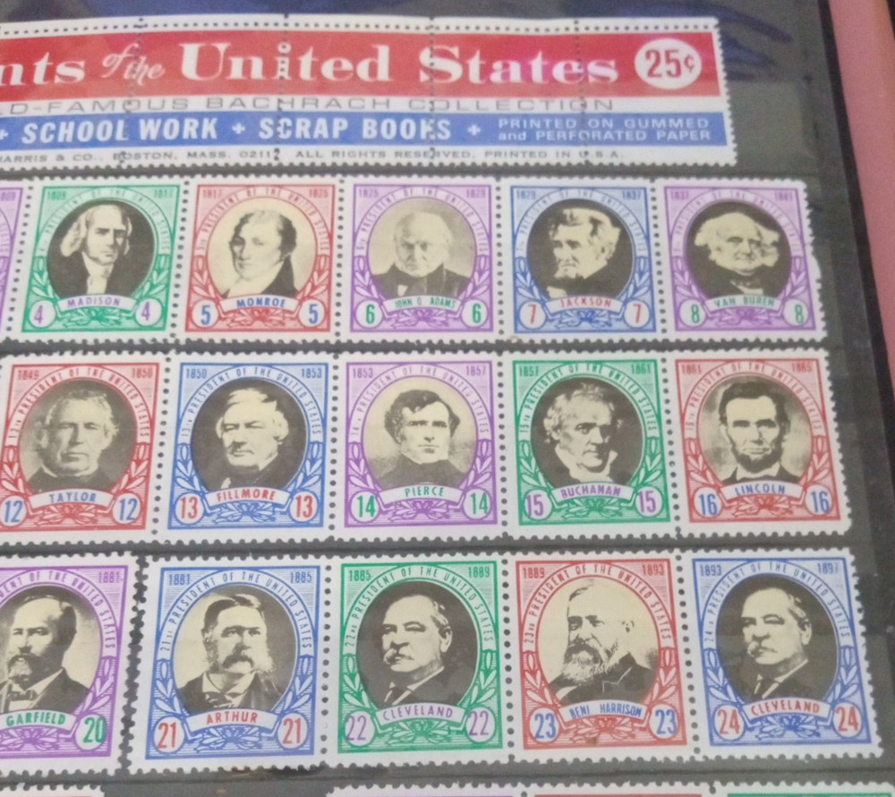 2" 3 ring binder w/ 5 pages of stamps over 100 usable stamps mostly US