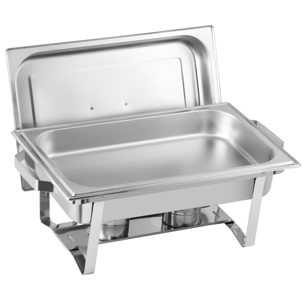 4PCS Stainless Steel Rectangular Chafing Dish Set Dish Buffet Trays 8QT Durable