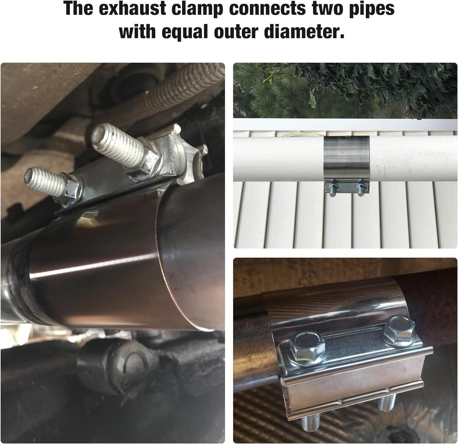 4Pcs 2.5" Exhaust Clamps,2 1/2" Butt Joint Band Clamp Sleeve Coupler Stainless