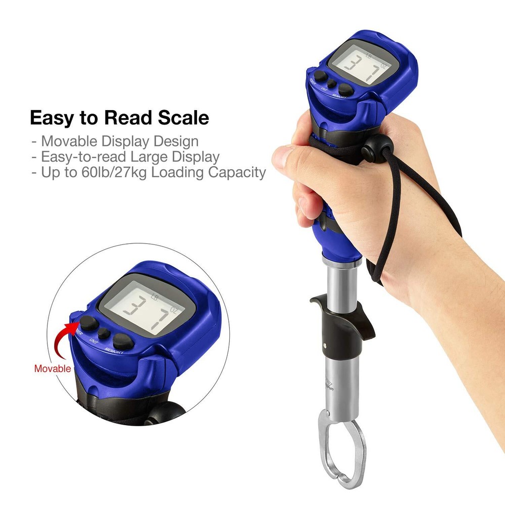 Fish Gripper with Digital Fish Scale Memory Function Fishing Scale Save Up to...