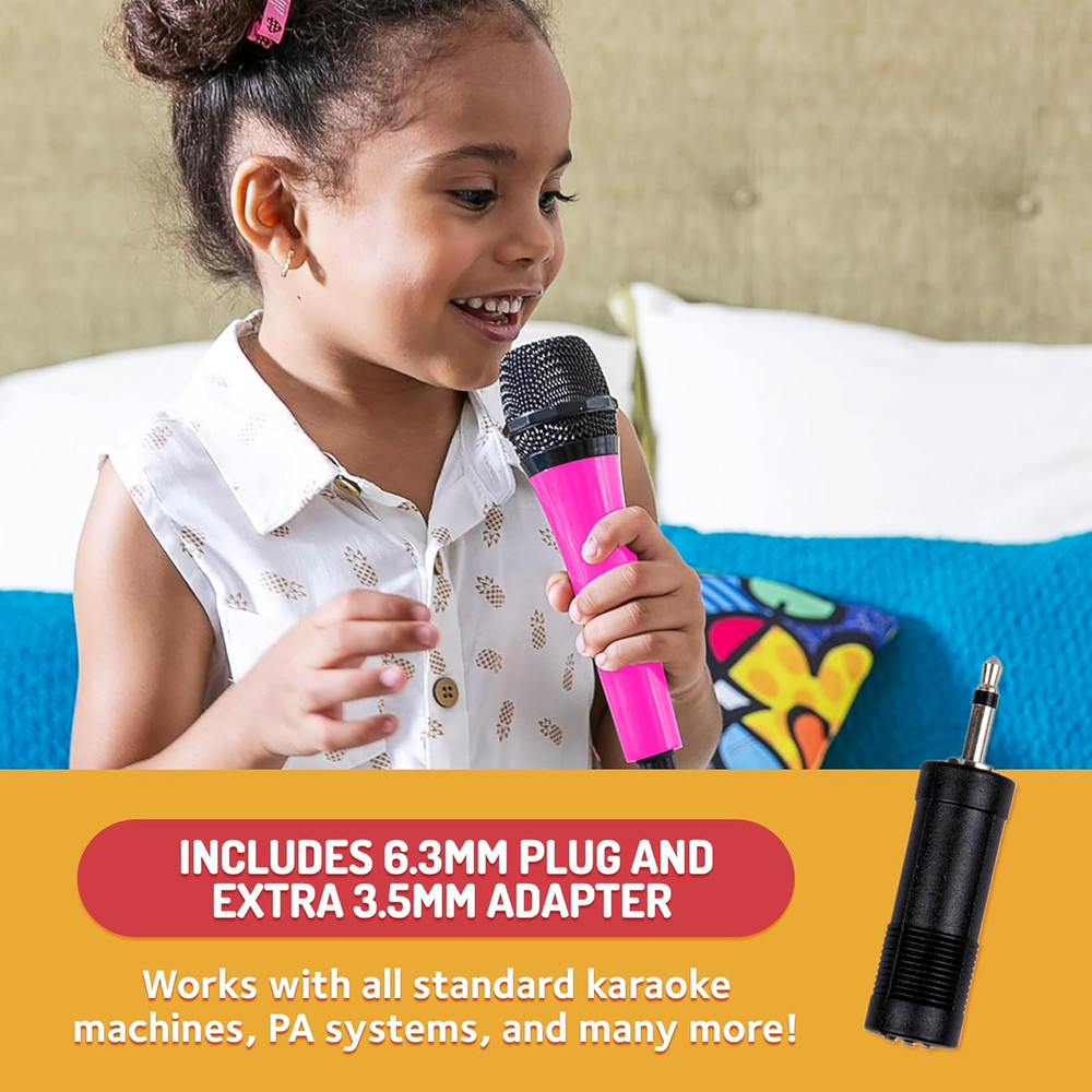 Singing Machine Wired Microphone for Karaoke, (Pink) - Unidirectional Dynamic Vo