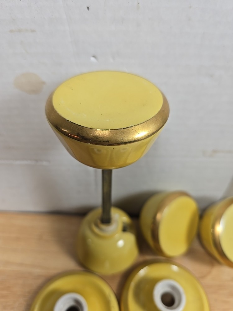 1960s rare Yellow Ceramic Door Knobs lot