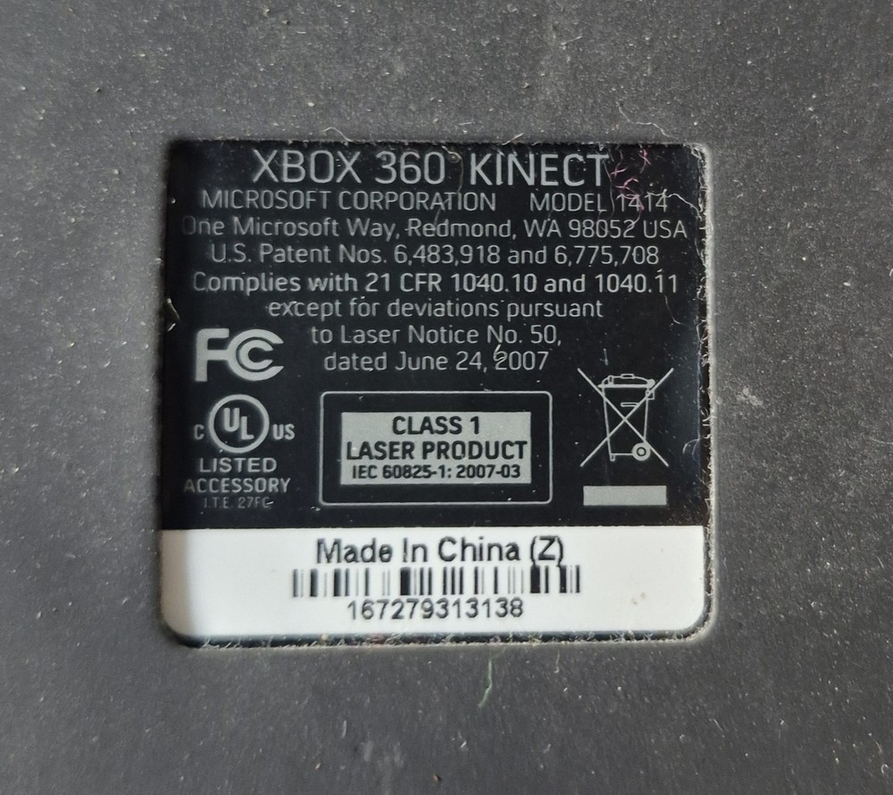 Microsoft Xbox 360 Kinect Sensor Model 1414 Camera Motion Controller 2007