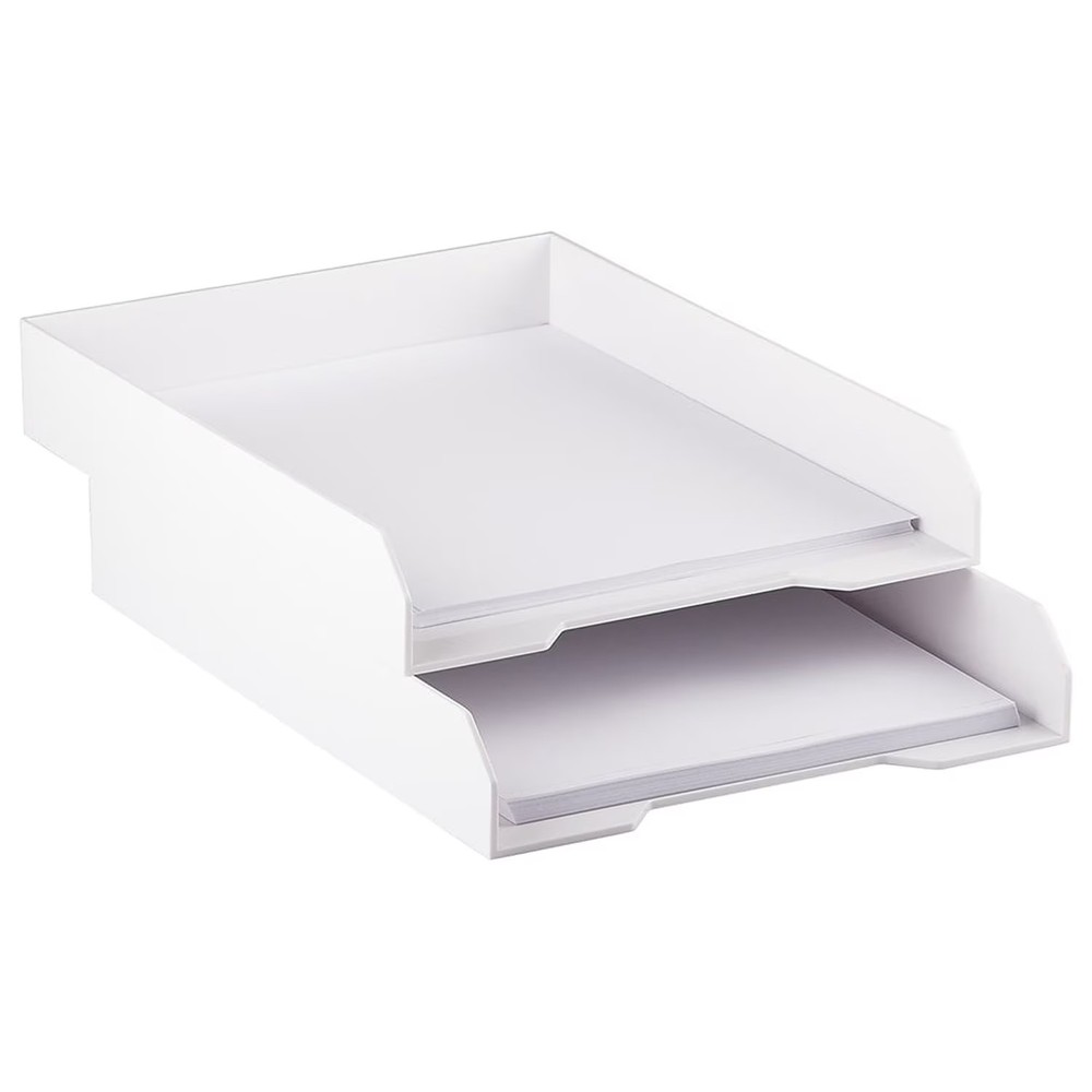 JAM Paper Stackable Paper Trays, White, 2/Pack