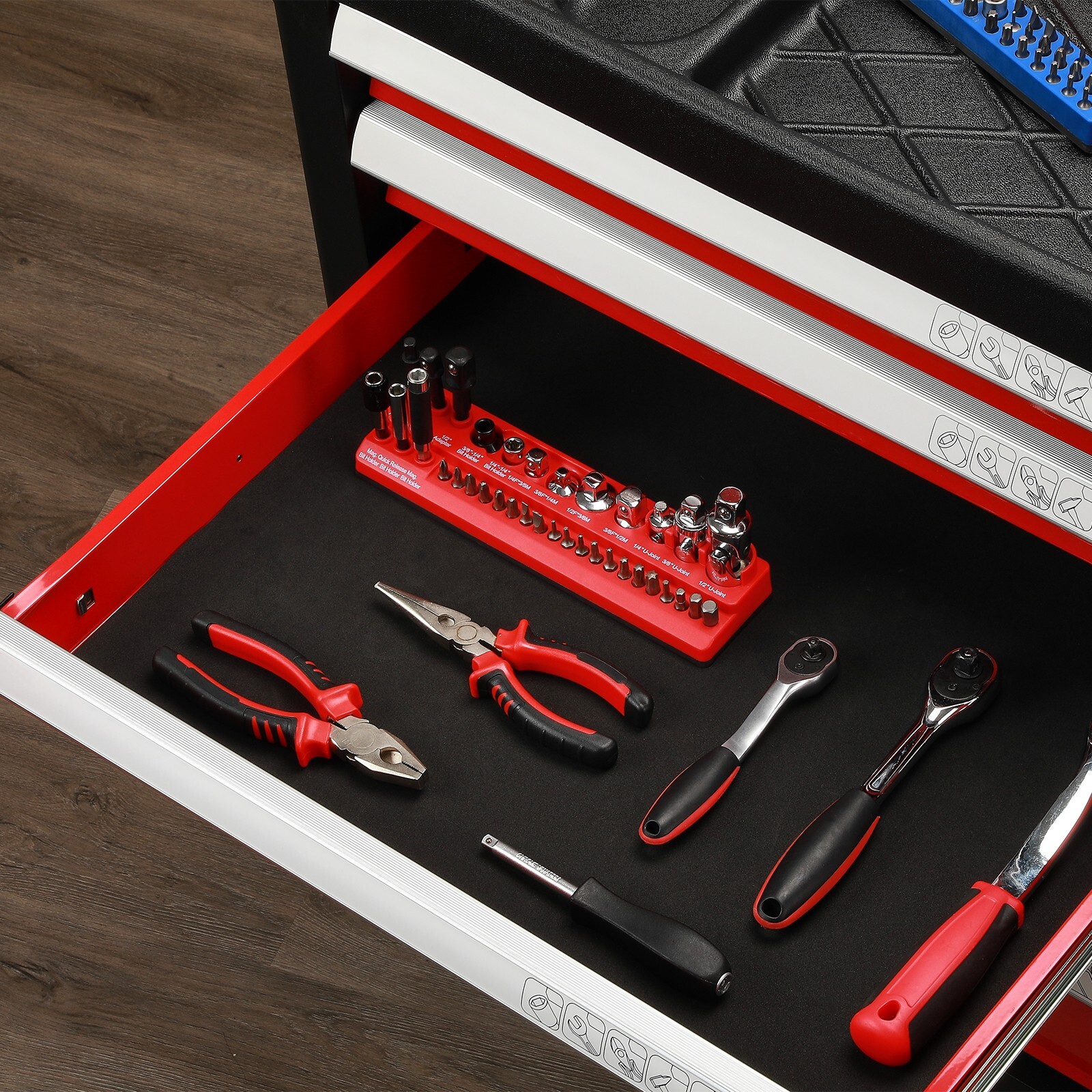 35-Piece Magnetic Socket Accessory Holder, Tool Organizer Tray, Bit Holder