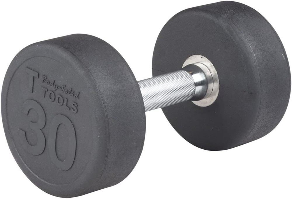 Body-Solid Premium Rubber-Coated Cast Iron Dumbbells with Solid Steel Handles
