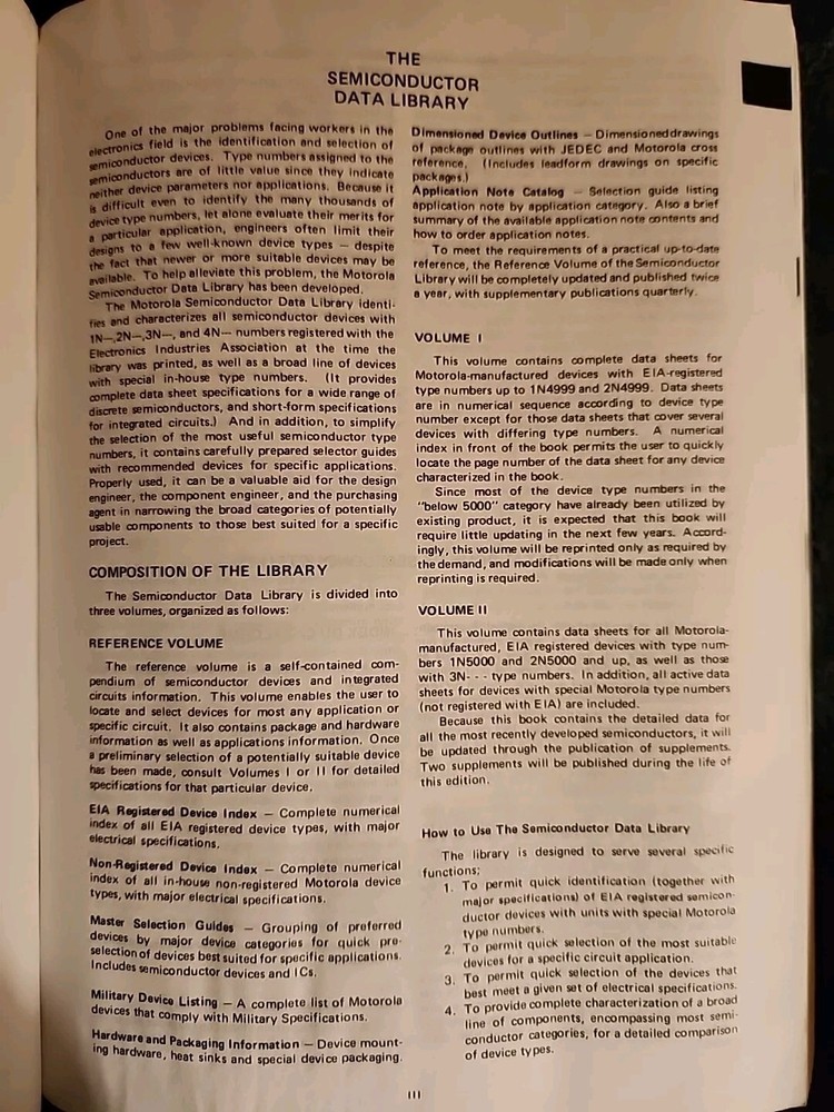 The Semiconductor Data Library Reference Volume 3rd Edition 1973