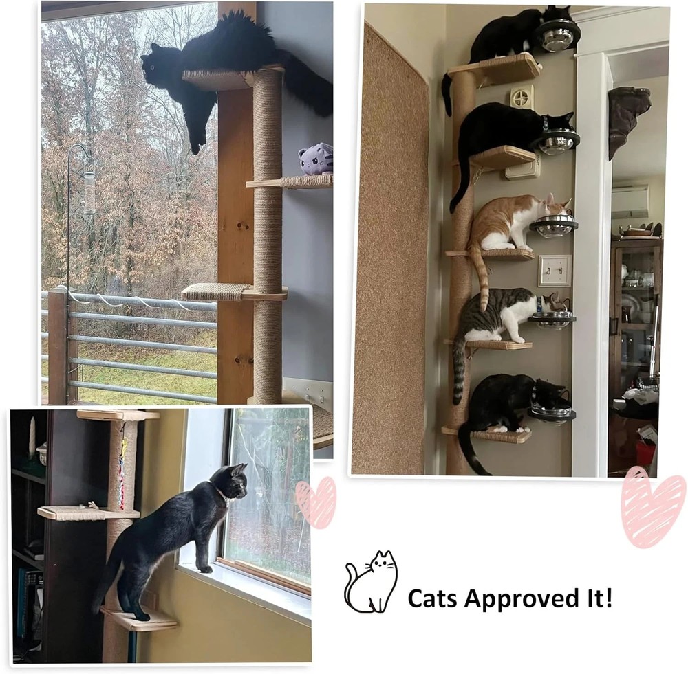 5-Tier Cat Tree Tower - Wall-Mounted Scratching Post for Climbing & Play