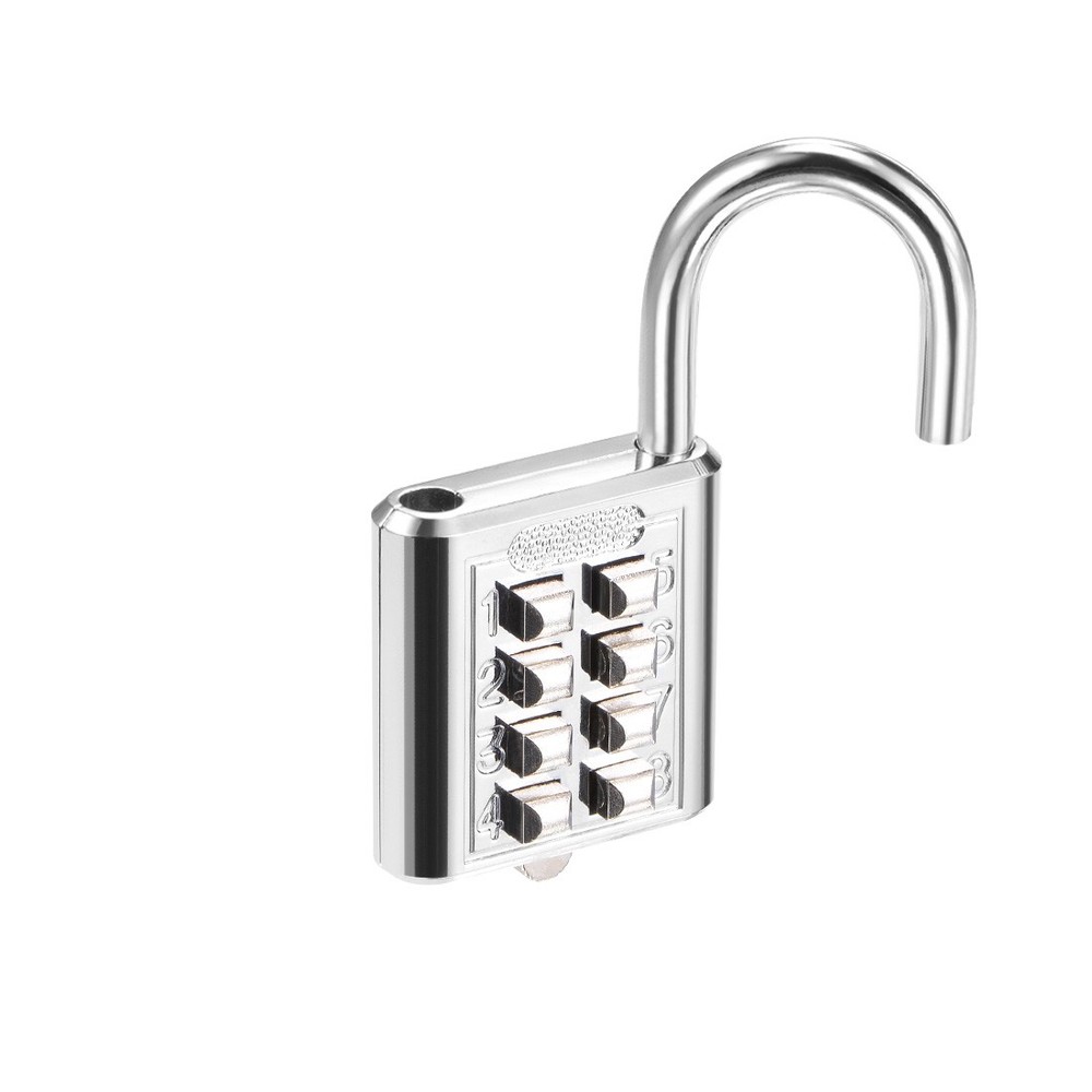 8-Digit Combination Padlock Push Button Lock for Locker Cabinet Silver Tone 2Pcs