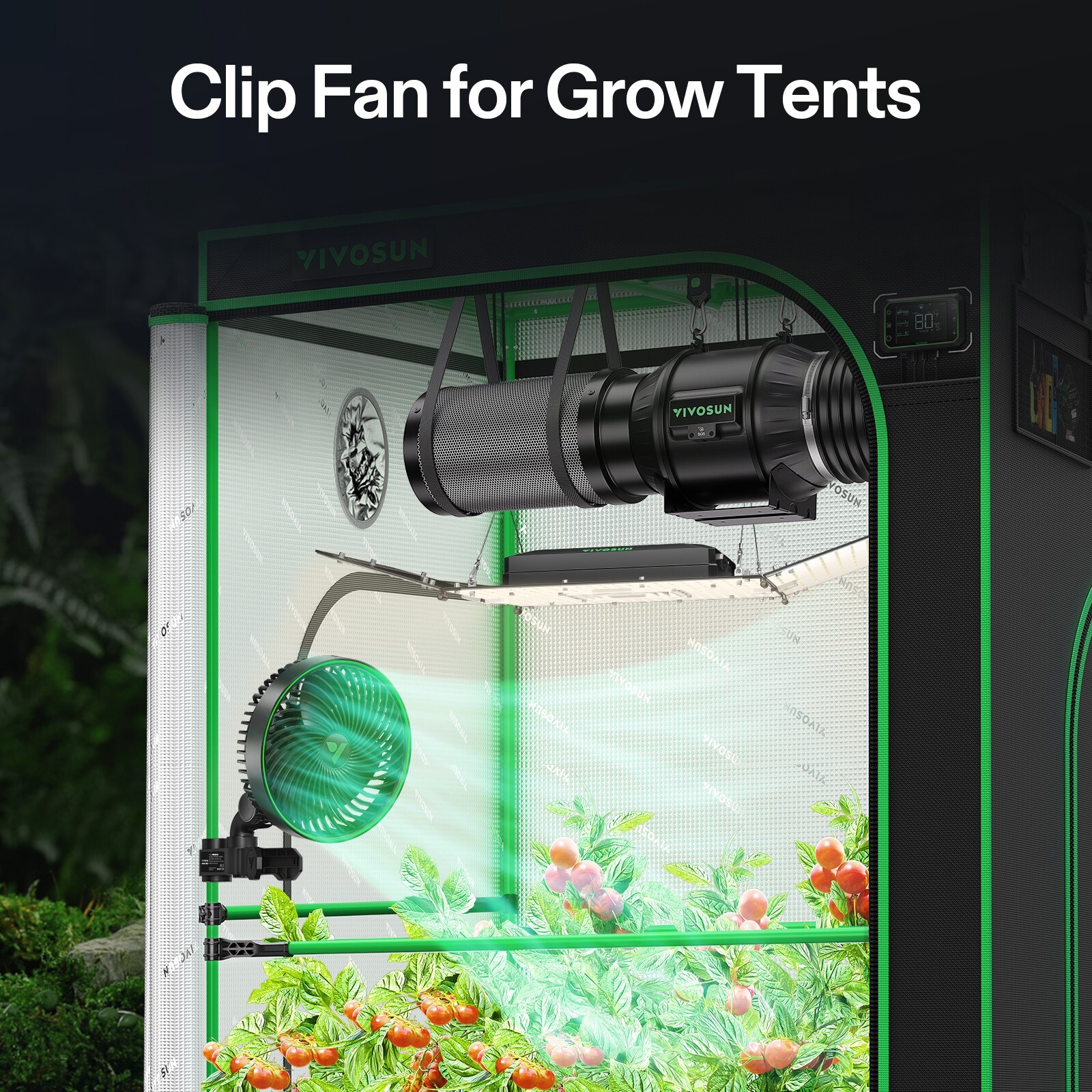 AeroWave E6 Gen2, Grow Tent Clip Fan 6”,5-5-Level Oscillation,10 Speeds,2-Pack