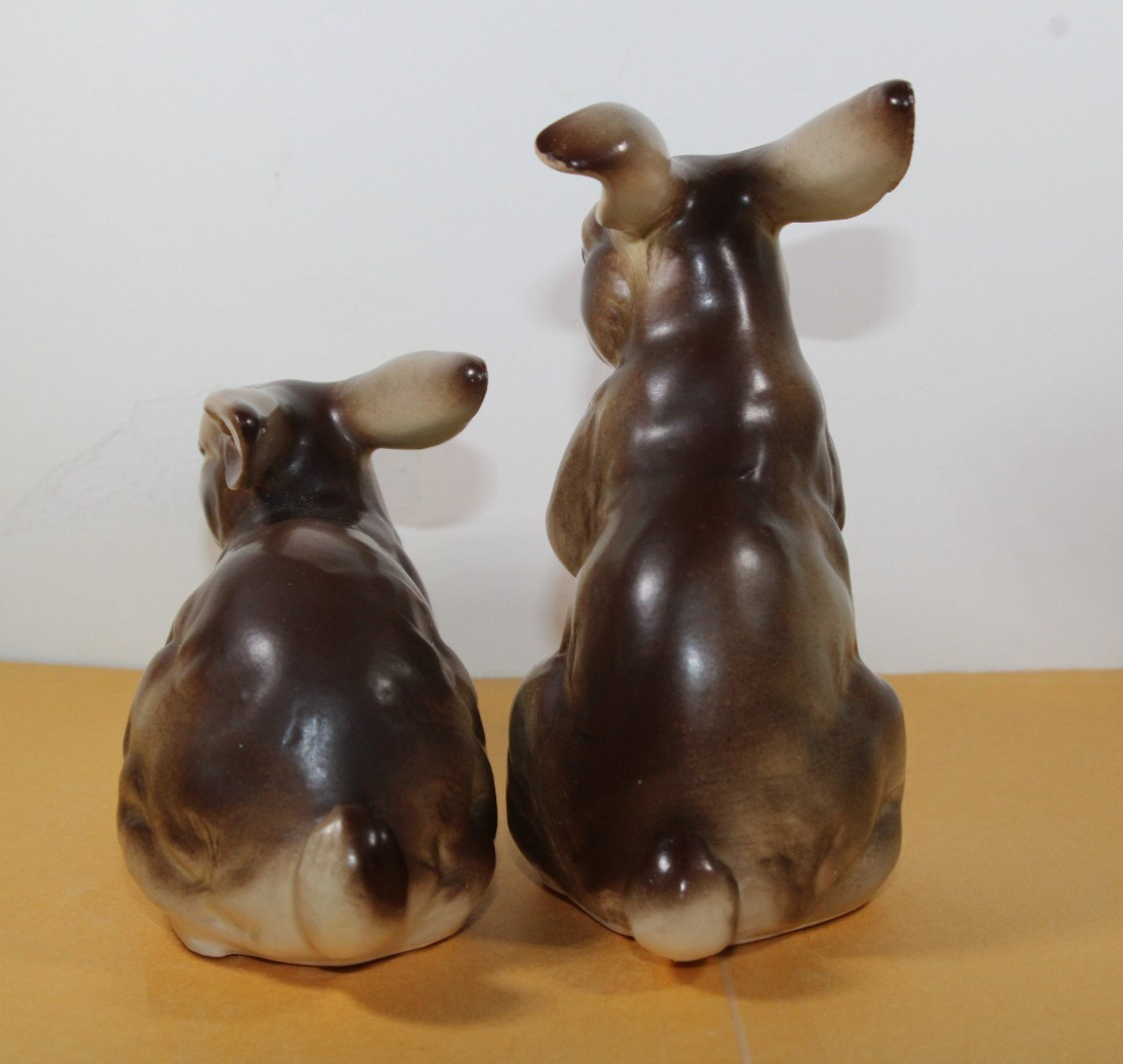 Vintage Ceramic Porcelain Rabbit Figurines Japan