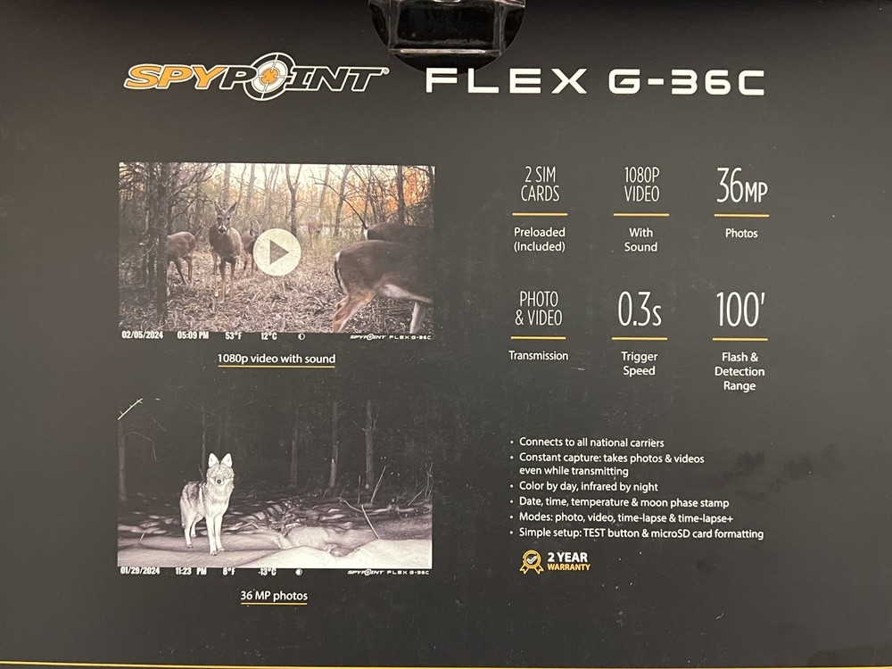 SpyPoint Elite Bundle Model Flex G-36C Cellular Trail Camera NEW