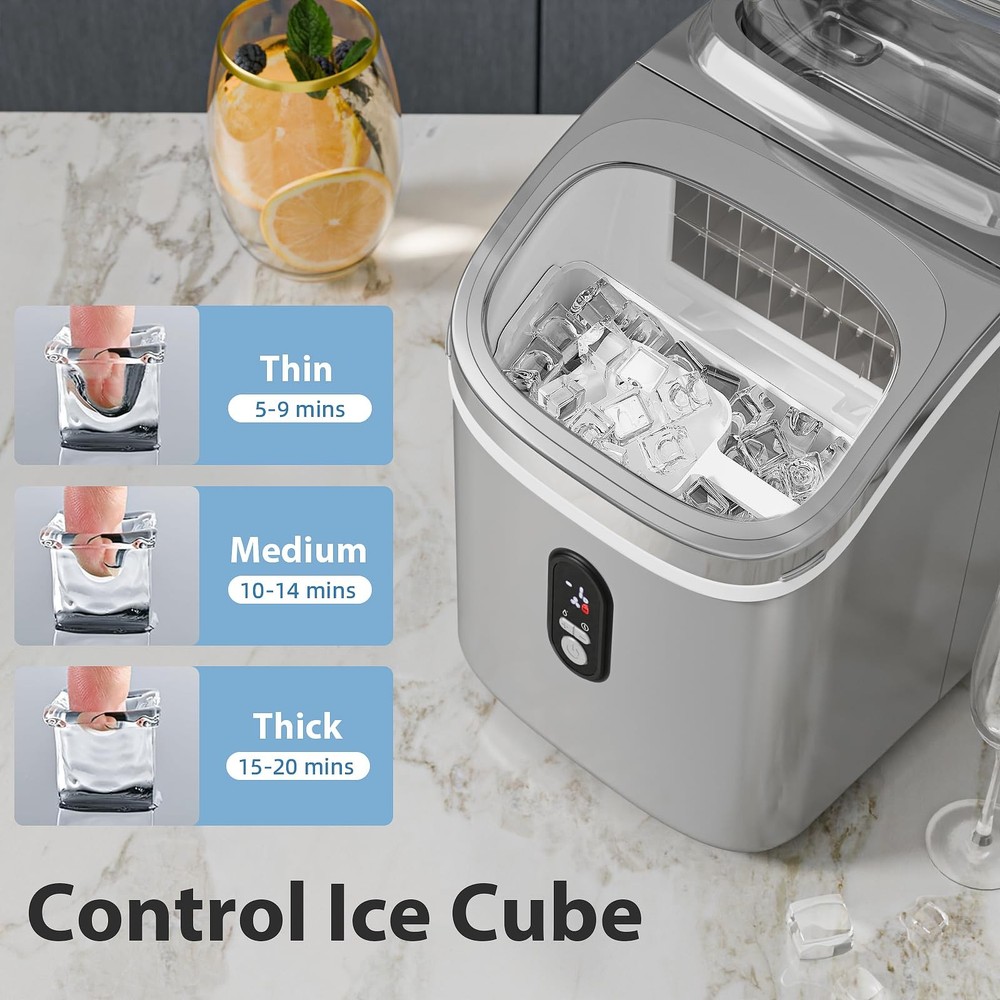 Electactic Countertop Ice Cube Maker Machine with External Water Tank,16Pcs/5Min