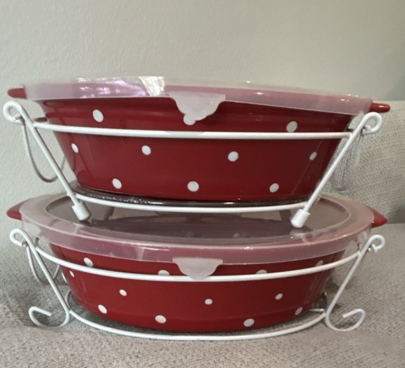 Temp-tations Presentable Ovenware Red Polka Dot Pans, Lids, Racks, Carrier
