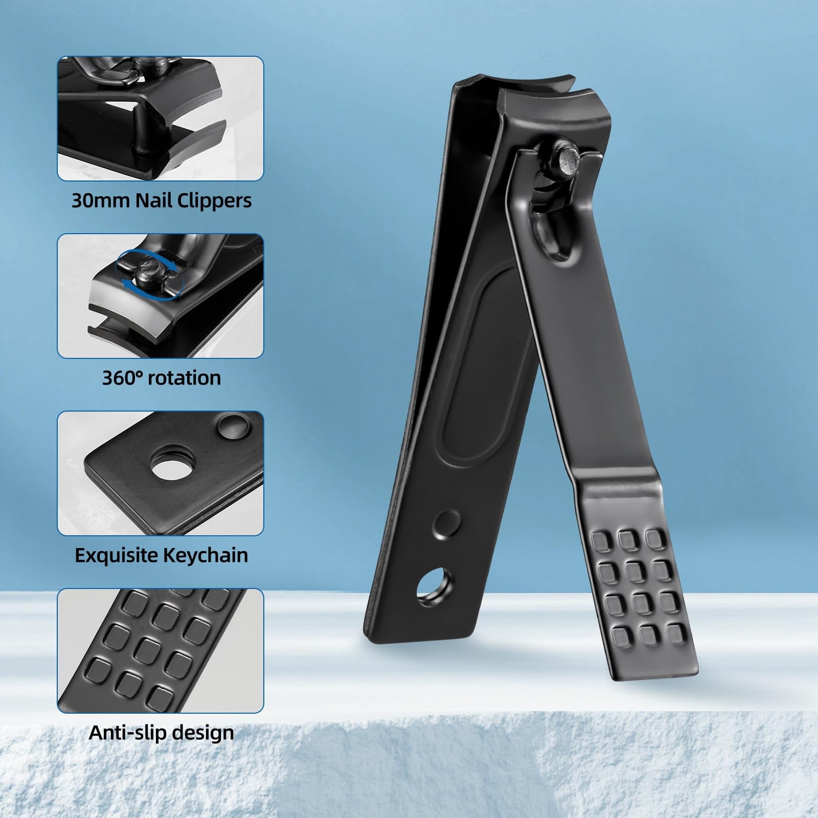 Premium Manicure Set, 7 in 1 Nail Clipper Finger & Toe Black and white