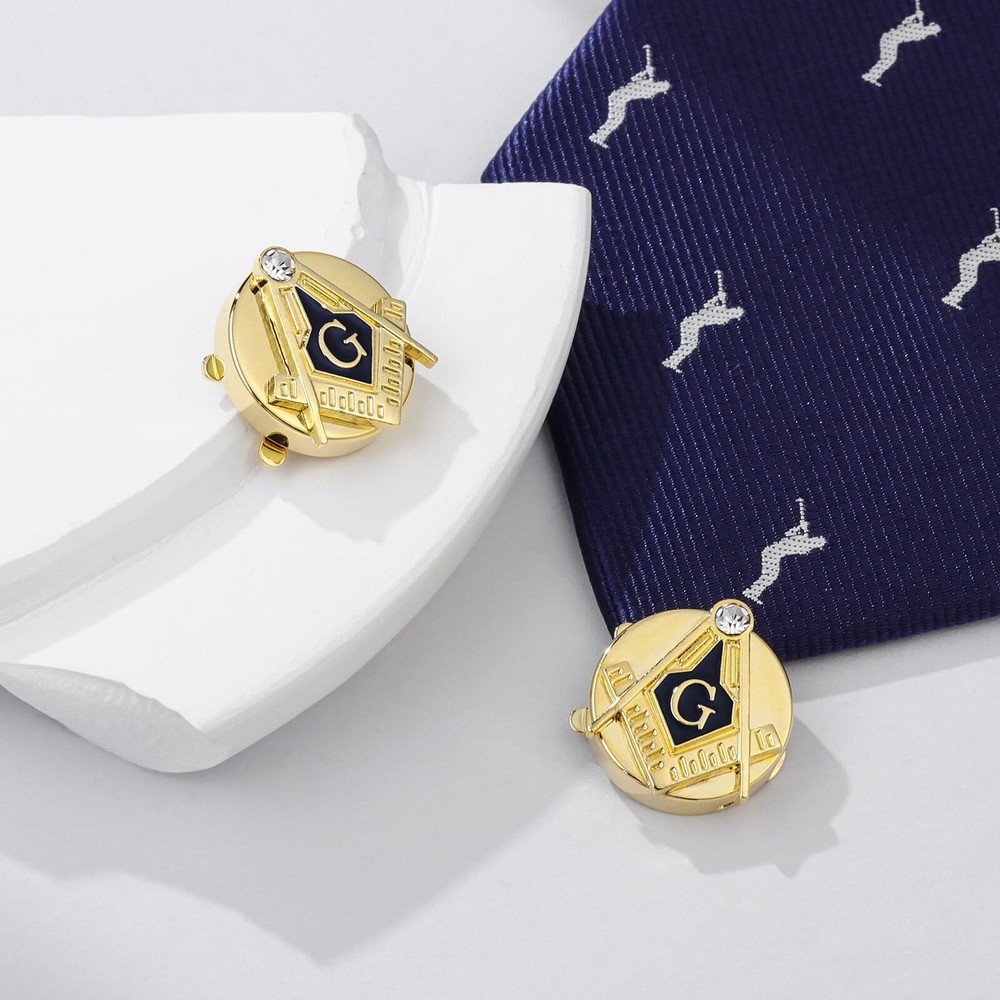 Masonic Button Covers, Square & Compass Cufflinks for Freemason 01