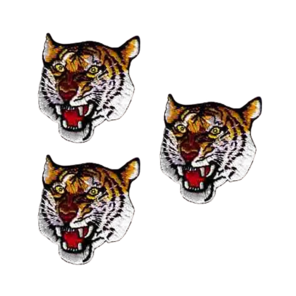 Tiger's Ferocious Head (3-Pack) Iron On Patch