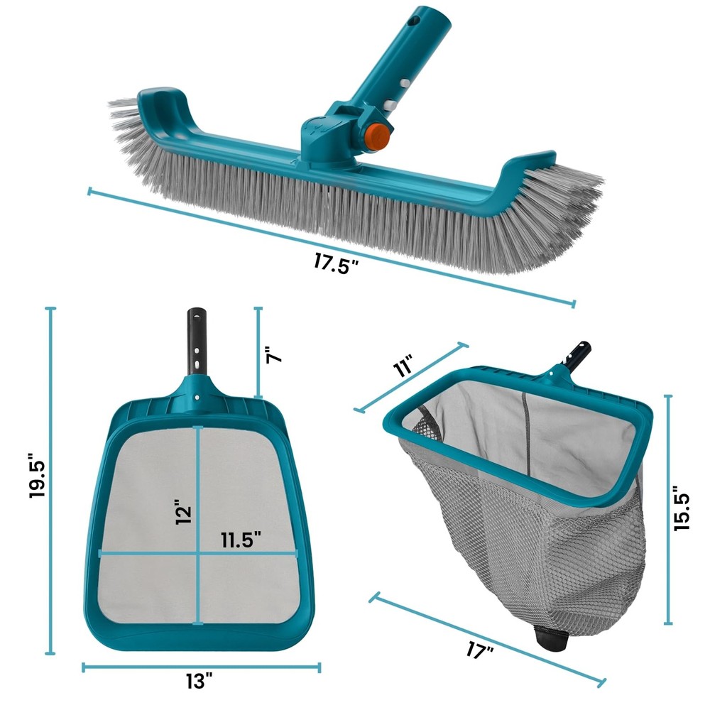 Pool Cleaning Kit Fine Mesh Deep Pool Rake Leaf Skimmer Net No Pole