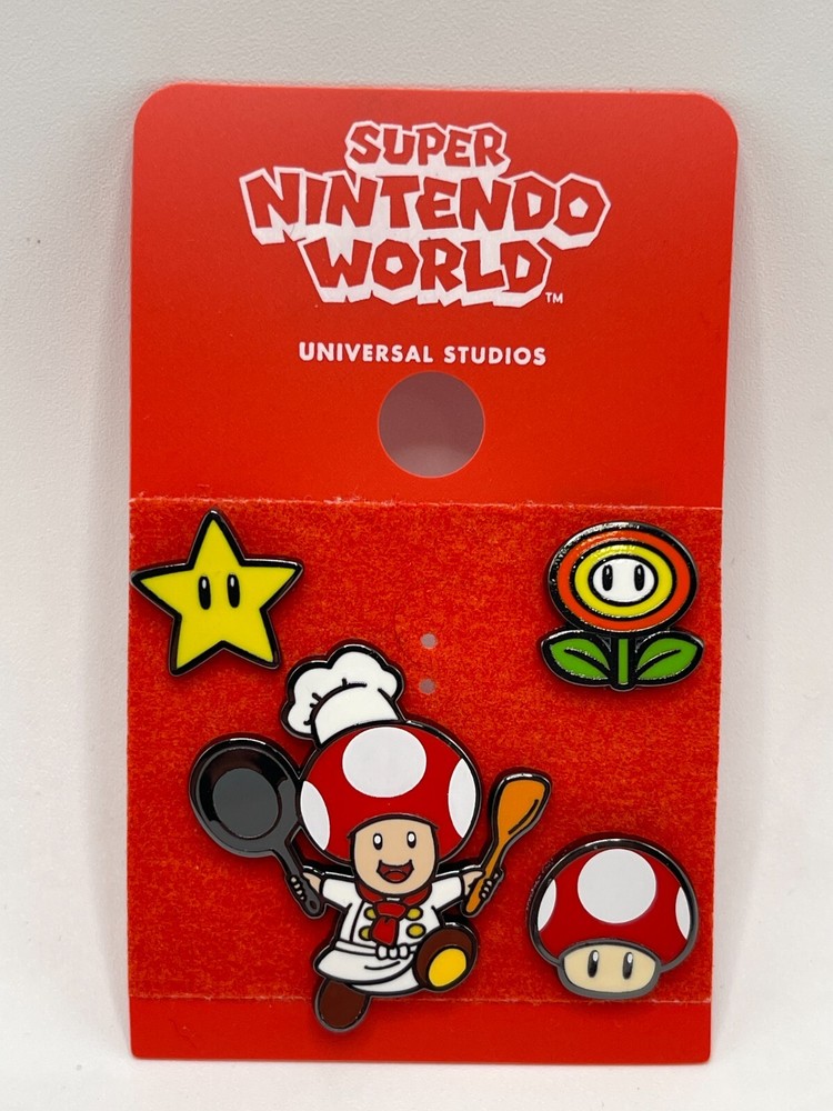 Universal Studios Epic Universe Super Nintendo World Chef Toad 4 Mini Pin Set