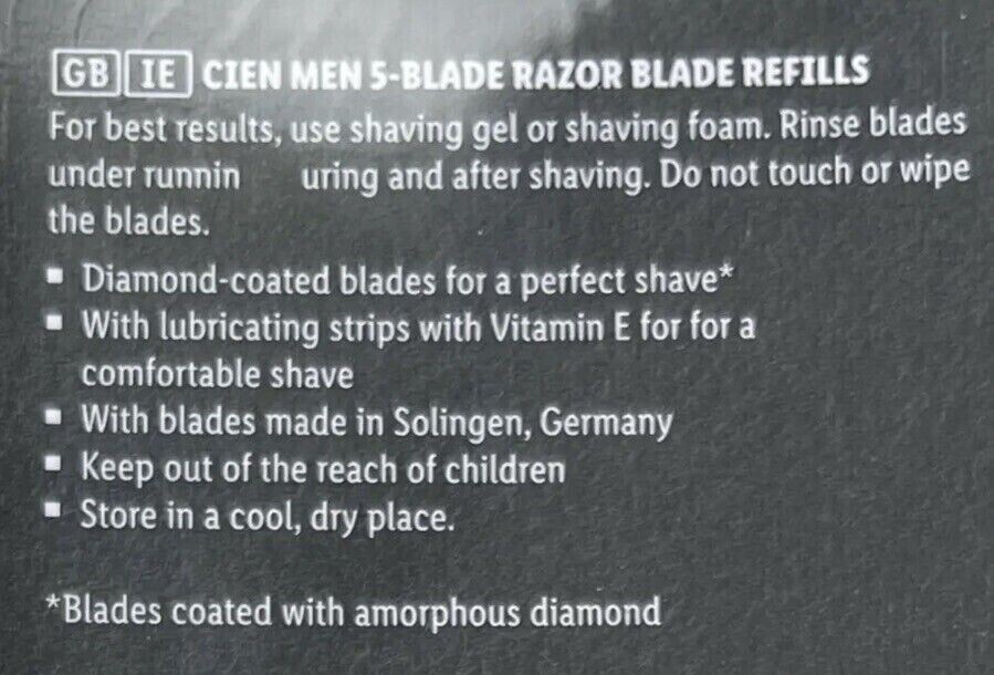 Cien Men Dynamic 5 Pro Razor Blade Refill 4 Blades. Quick & Smooth