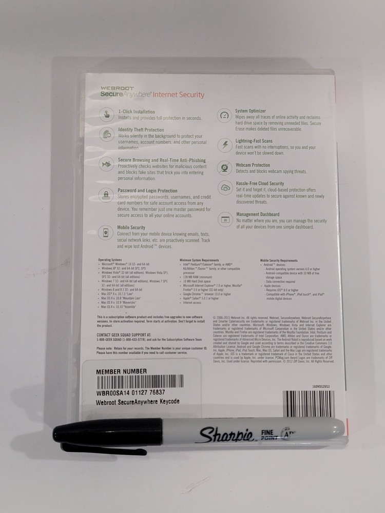 Webroot Secure Anywhere Internet Security PC Mac Mobile 3 Device