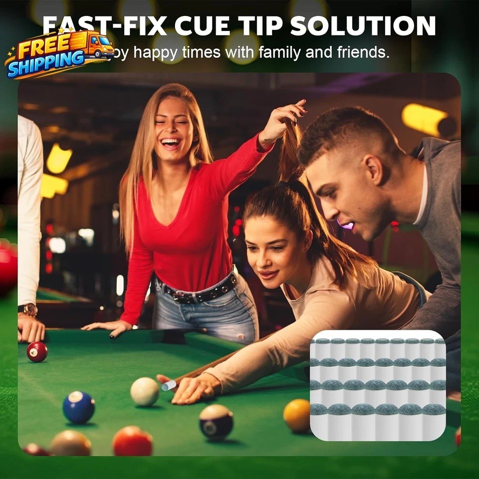 40Pcs Slip on Pool Cue Tips Replacement Kit 4 Sizes Upgrade Pool Stick Tips