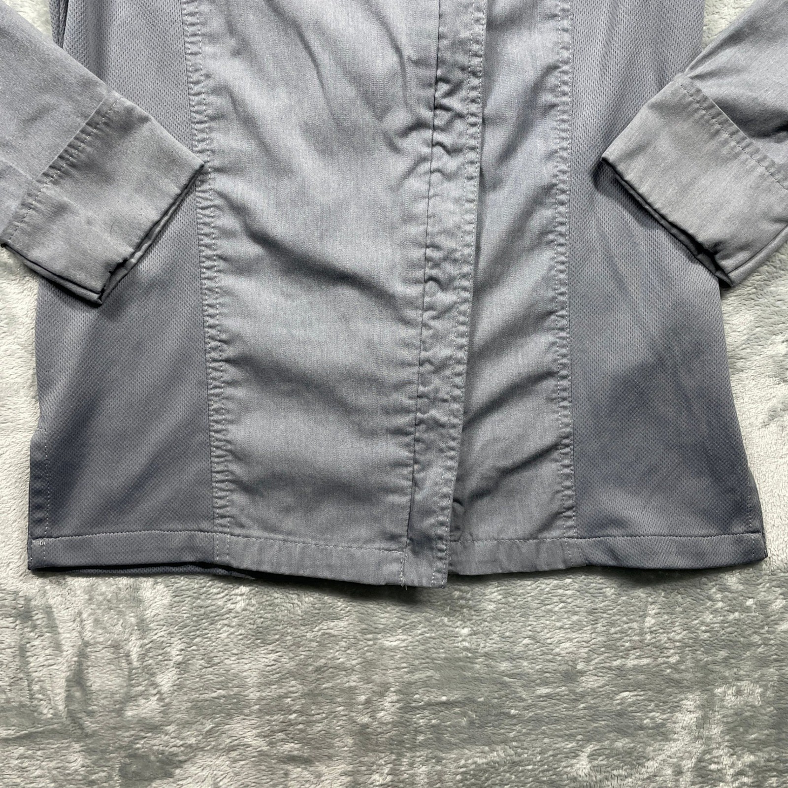 Two Chef Works Gray Chef Coat Kitchen Uniform Full Zip Long Sleeve Workwear Top