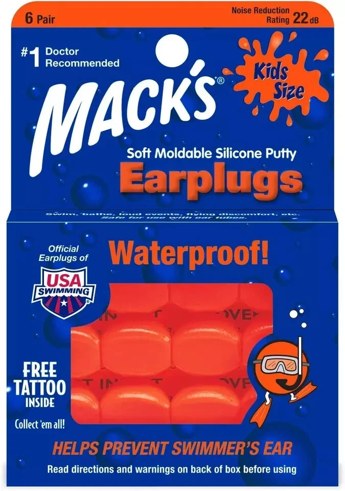Soft Moldable Silicone Putty Ear Plugs - Kids Size, 6 Pair - Comfortable Small E