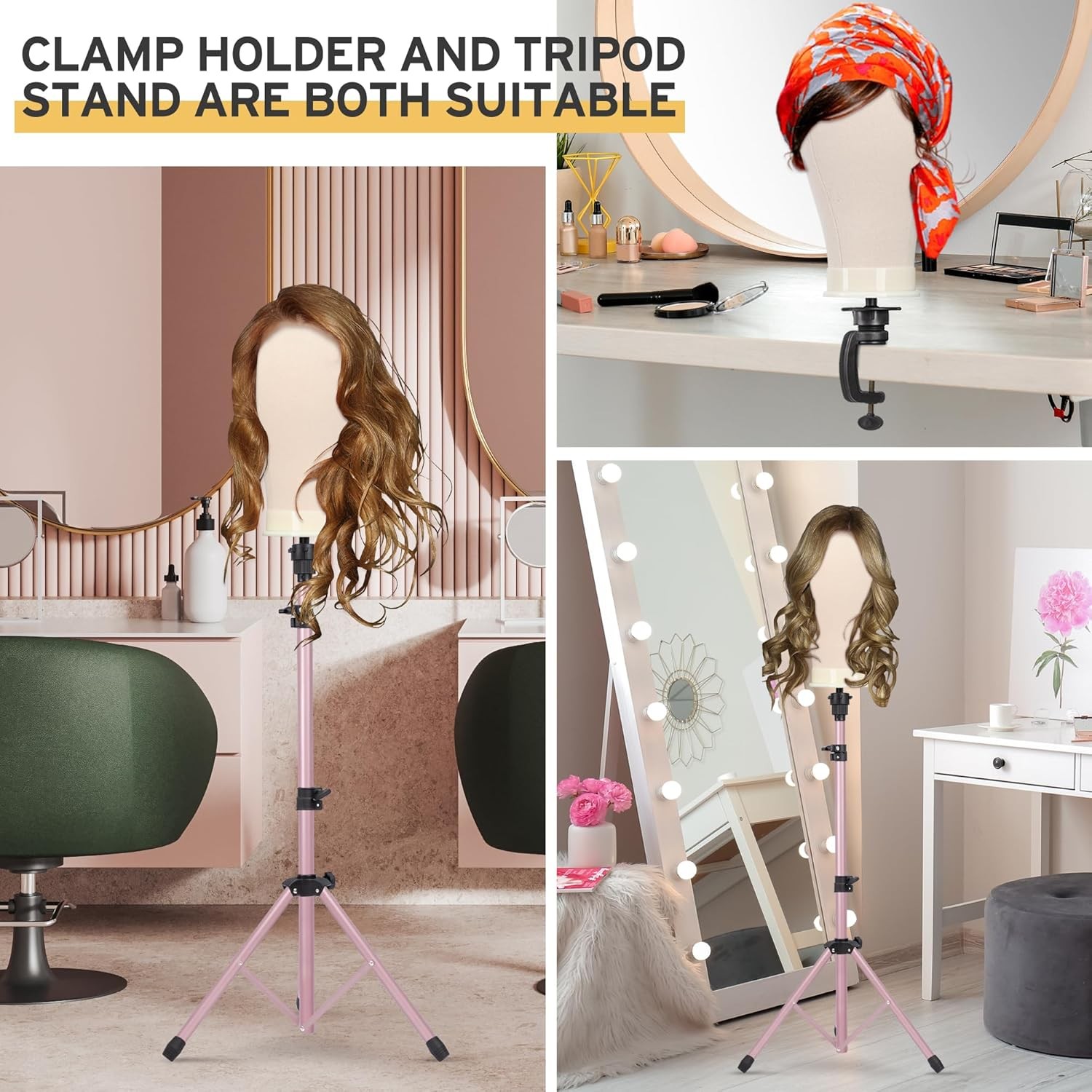 Professional Tripod Reinforced Wig Mannequin Stand Display W/Head Set Adjustable